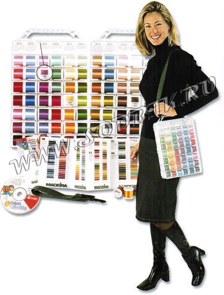 Набор ниток в пластиковом боксе Glamour Madeira (40 х 200м Glamour, 2x1500м Bobbinfil, CD) 8060