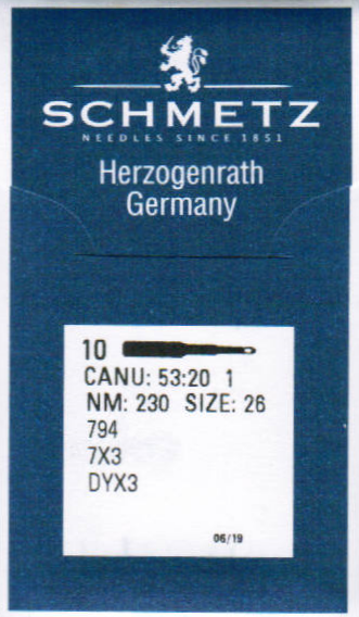 Иглы Schmetz DYx3 (794) R №230 10 шт