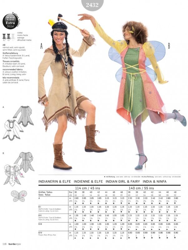 Выкройка Burda 2432-Индианка, эльф