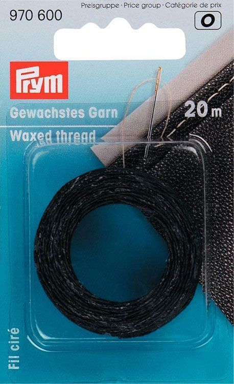 Вощёная нить 20м цв.черный PRYM 970600