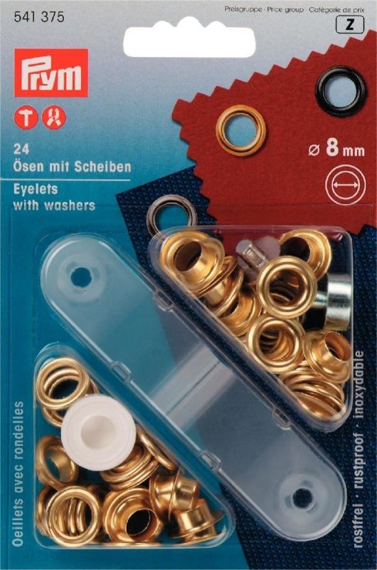 Люверсы 8мм, золотистый, 24шт PRYM 541375