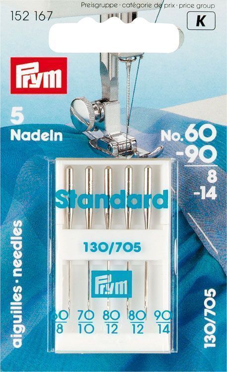 Иглы для швейных машин с плоской колбой №60-90 (5 шт) PRYM 152167