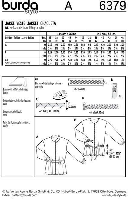 Выкройка Burda 6379 - Жакет