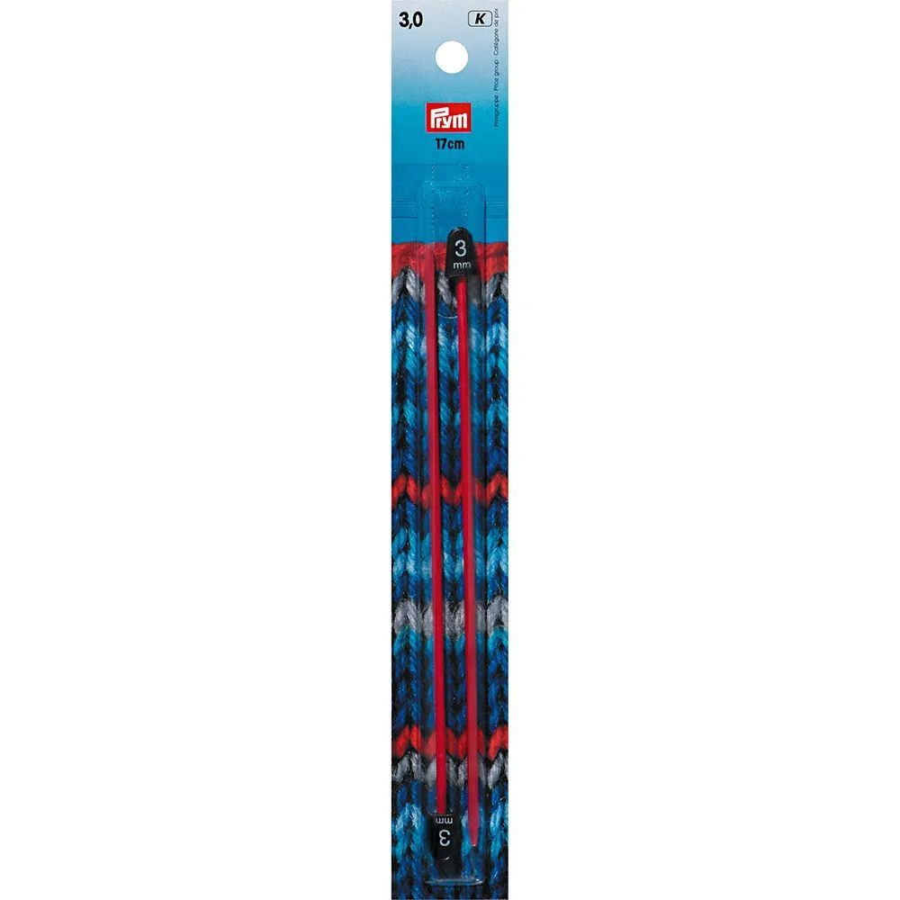 Детские пластиковые спицы,цв.красный (3 мм/17 см) PRYM 218400