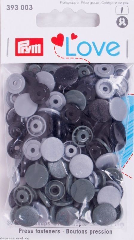Кнопки "Color Snaps"круглые d12,4 (30шт) серые PRYM 393003