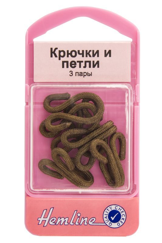Крючки и петли, коричневые, 3 пары     . Hemline 402.BR                  