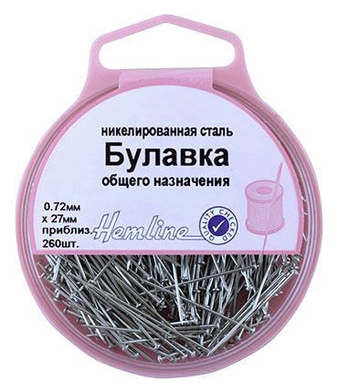 Булавки-гвоздики универсальные в пластиковом контейнере, 27 мм, около 260 шт Hemline 705