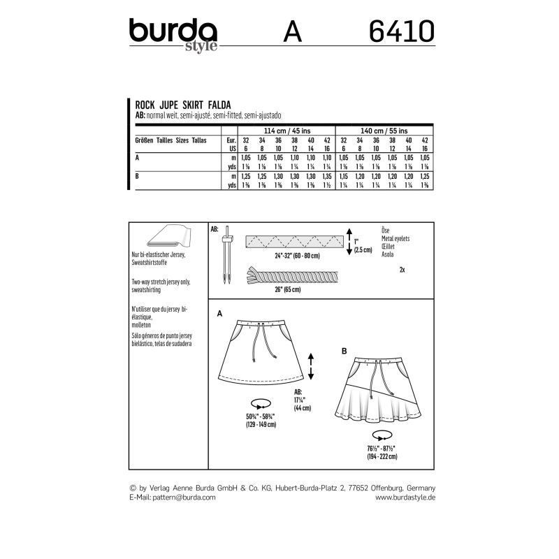 Выкройка Burda 6410 - Юбка