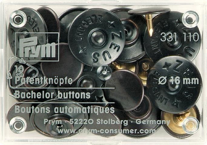 Кнопки "Холостяк" 16мм,черн 10шт PRYM 331110