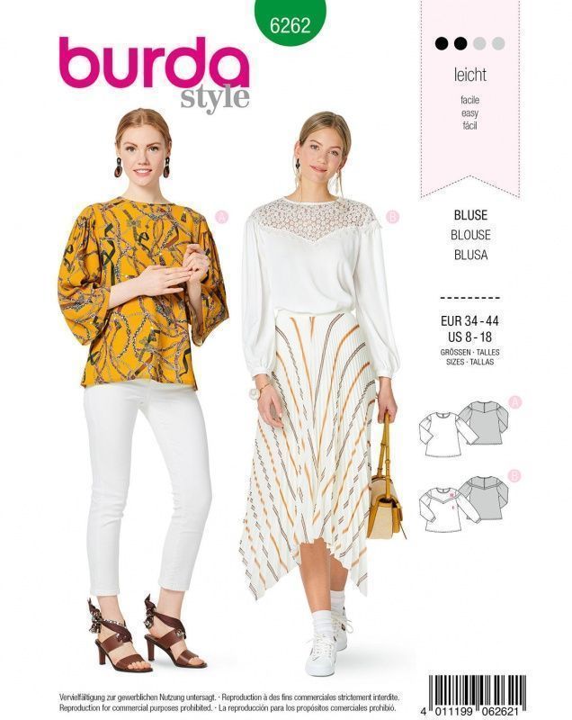 Выкройка Женская (блузы-топы-туники) Burda 6262