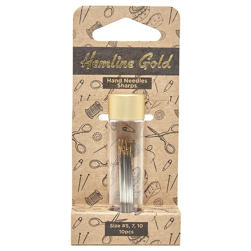 Иглы для ручного шитья с острым кончиком в баночке №5-10, 10 шт Hemline 288G.510.HG