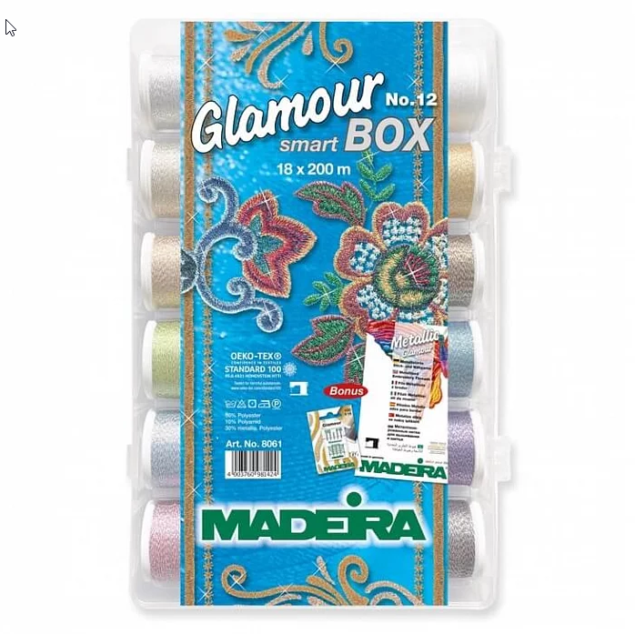 Набор ниток Glamour № 12 металлик MADEIRA (18 x 200 м) 8061