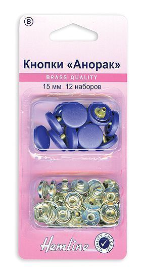 Кнопки Анорак 15 мм цв.синий 12шт арт.404R.BL