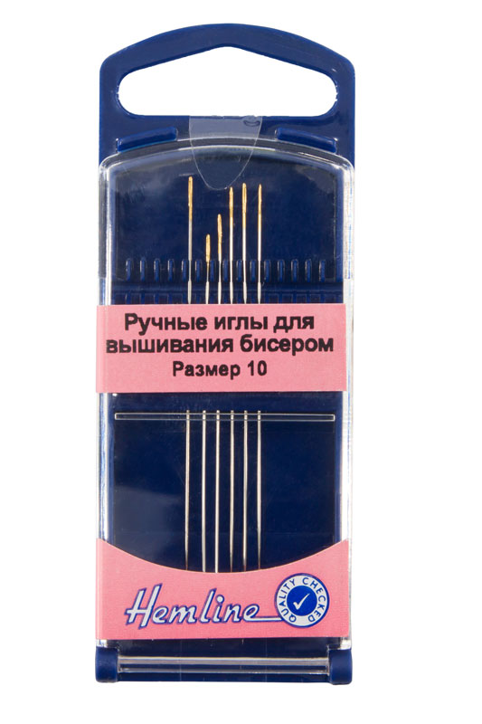 Иглы для вышивания бисером в пластиковом контейнере №10, 6 шт Hemline 289G.10