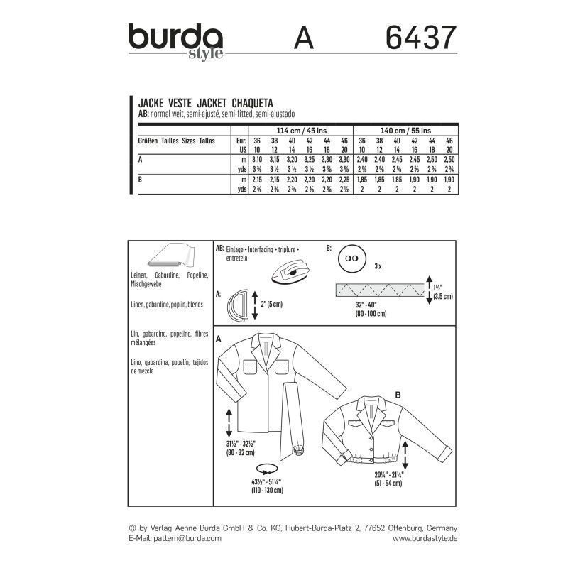 Выкройка Burda 6437 - Жакет