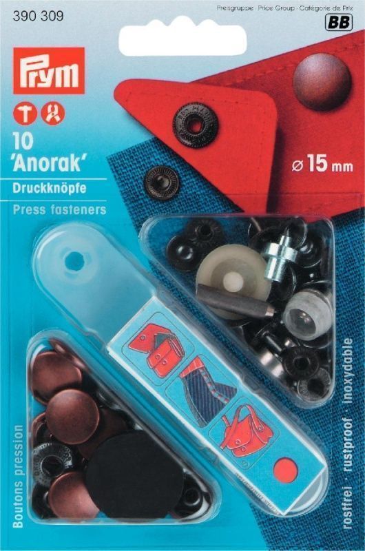 Кнопки Анорак 15мм,состарен меди,10шт PRYM 390309