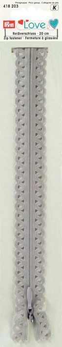 Декоративная молния 20см, неразъемная, S11, цв.серый PRYM 418203