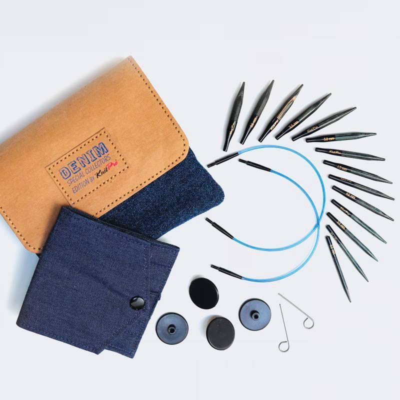 Набор съемных укороченных спиц Denim Indigo Wood Mini, длина 6,7см, KnitPro 20645