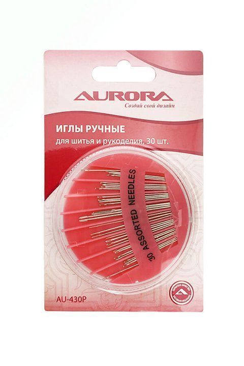 Иглы ручные для шитья и рукоделия Aurora 30 шт, с серебрястым ушком AU-430P