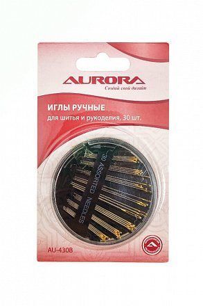 Иглы ручные для шитья и рукоделия Aurora 30 шт, с золотистым ушком AU-430B