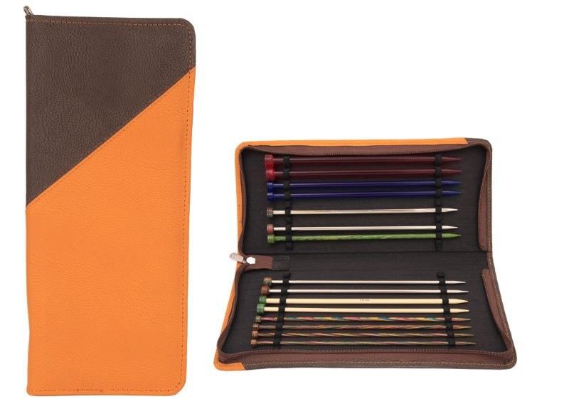 Органайзер "Rhine Series" для прямых спиц (25см/30см) "Bags&Handles" 30,6*34,1см, искуственная кожа, бежевый/белый/коричневый, KnitPro, арт.10956