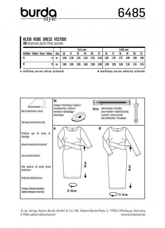 Выкройка Burda 6485
