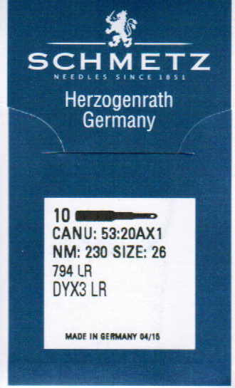 Иглы Schmetz DYx3 (794) LR №230 10 шт