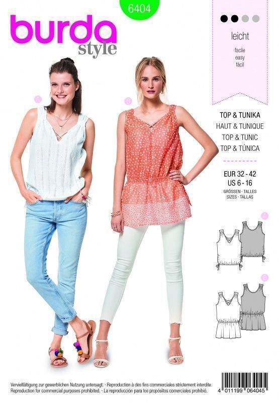Выкройка Burda 6404 - Топ, Туника