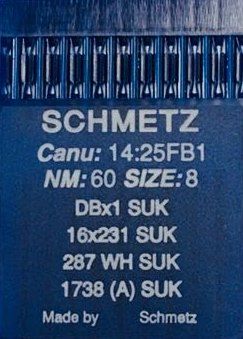 Иглы Schmetz DBx1 (1738) SUK №60 10шт