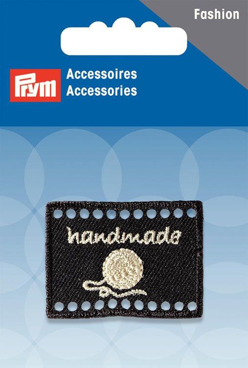Эмблема "Handmade" 40*30мм для пришивания, 100% полиэстер, черный PRYM 403787