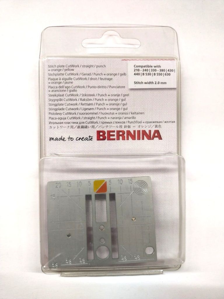 Игольная пластина для прямой строчки и работы с CutWork оранжевая/желтая Bernina (мм/дюйм) 033 339 72 00
