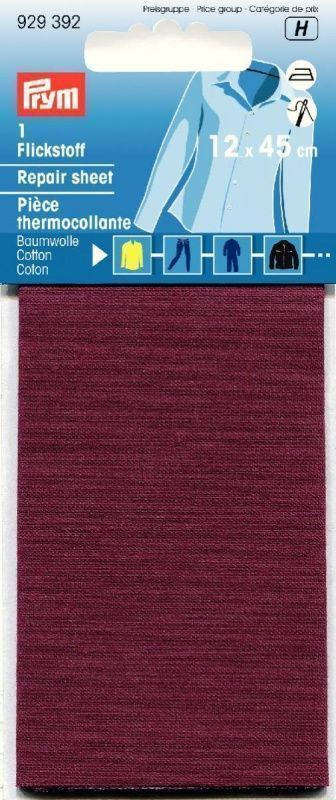 Ткань для заплаток термоклеевая "Хлопок" 12*45см, 100% хлопок, темно-красный PRYM 929392