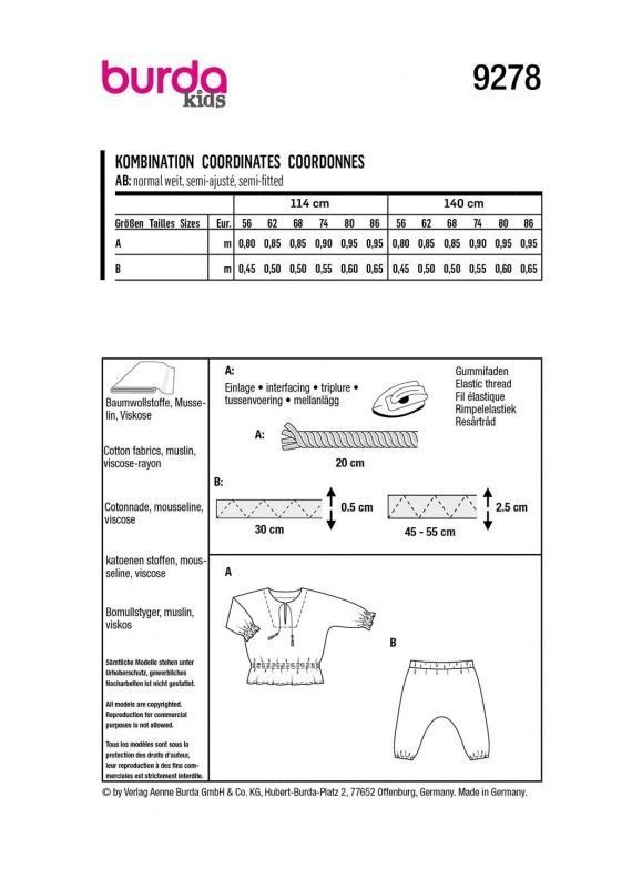 Выкройка Burda 9278