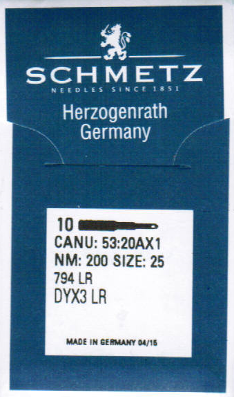 Иглы Schmetz DYx3 (794) LR №200 10 шт