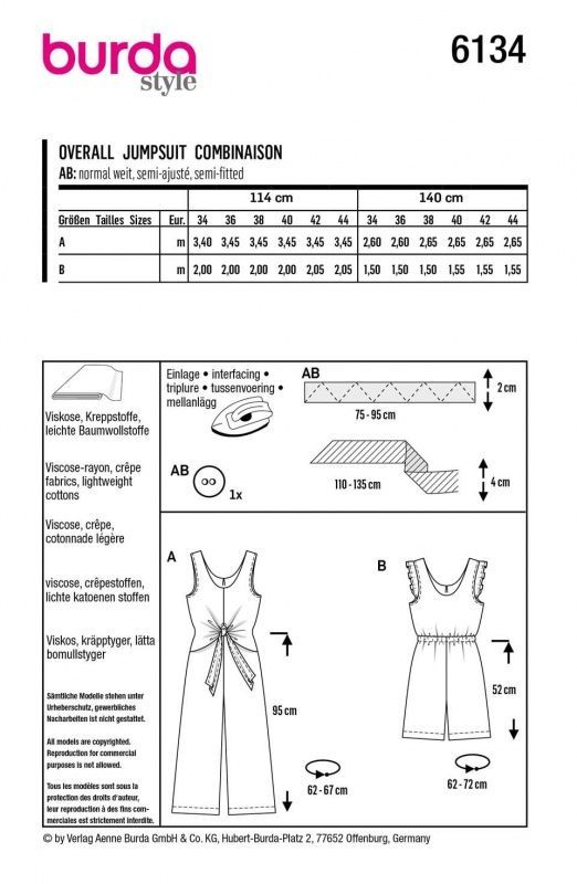 Выкройка Burda 6134