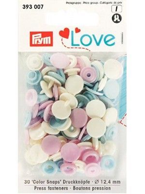 Кнопки Color Snaps, д 12,4мм, 100%полиацеталь, роз,син.жемч 30шт PRYM 393007
