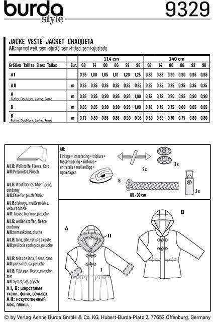 Выкройка Burda 9329 - Жакет