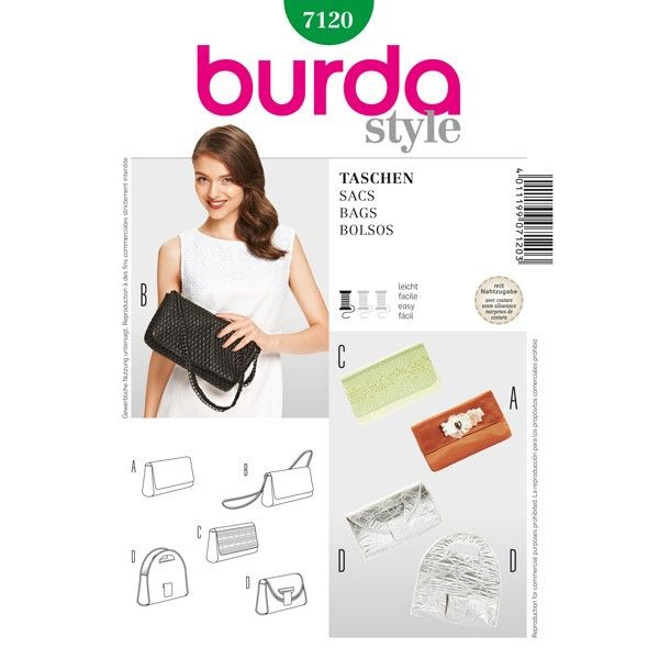 Выкройка Burda 7120-Женский клатч