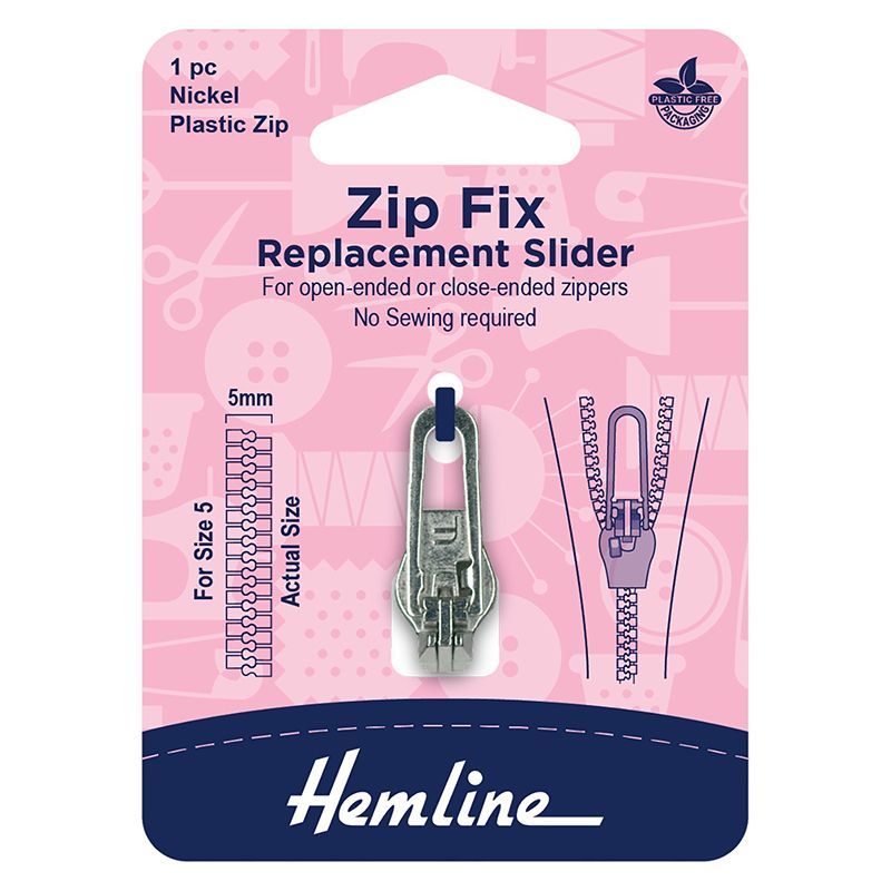 Сменный бегунок для пластиковых молний, размер 5, цвет никель Hemline 167.01.NK