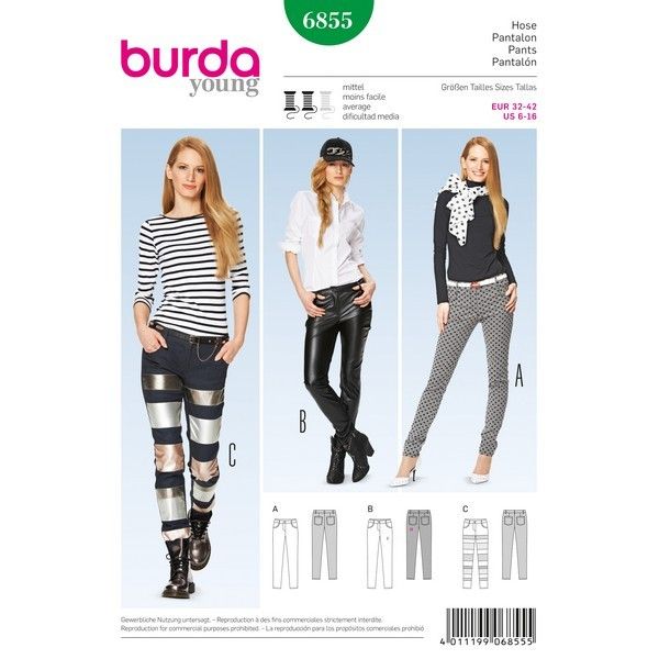 Выкройка Burda 6855-Брюки узкие