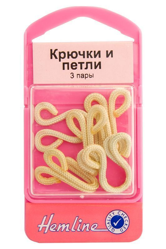 Крючки и петли, бежевые, 3 пары Hemline 402.BE