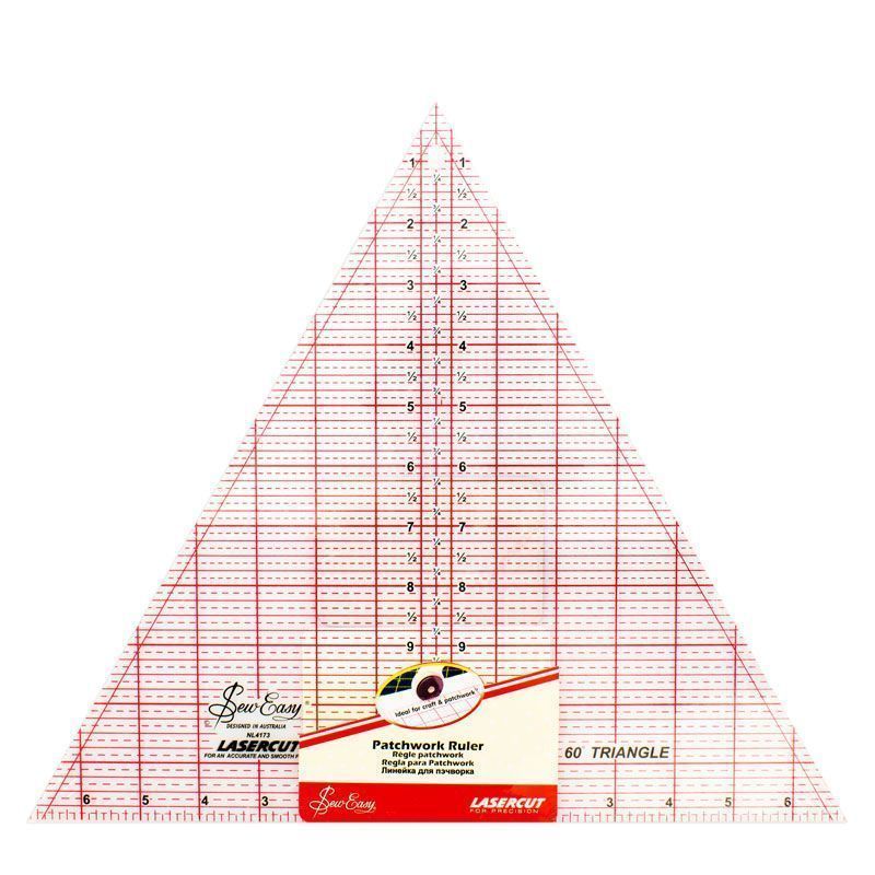 Линейка-треугольник с углом 60*, разметка в дюймах, размер 12" x 13 7/8" Hemline NL4173