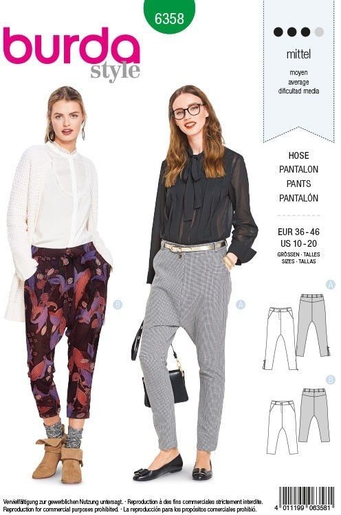 Выкройка Burda 6358 - Брюки