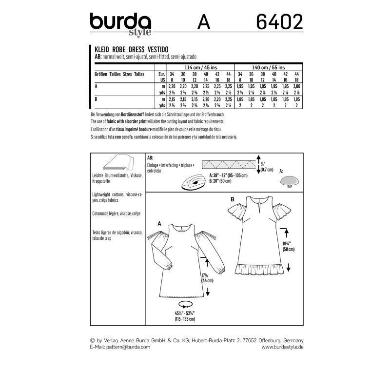 Выкройка Burda 6402 - Платье