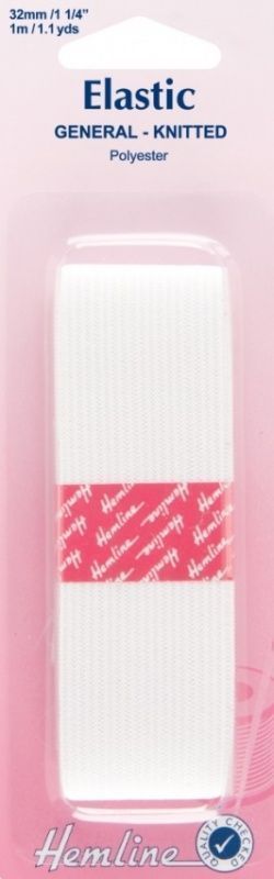 Резинка вязаная, 32 мм, 1м Hemline 620.32