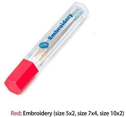 Набор игл в пластиковом футляре, красный: вышивальные иглы Hemline 4923-red
