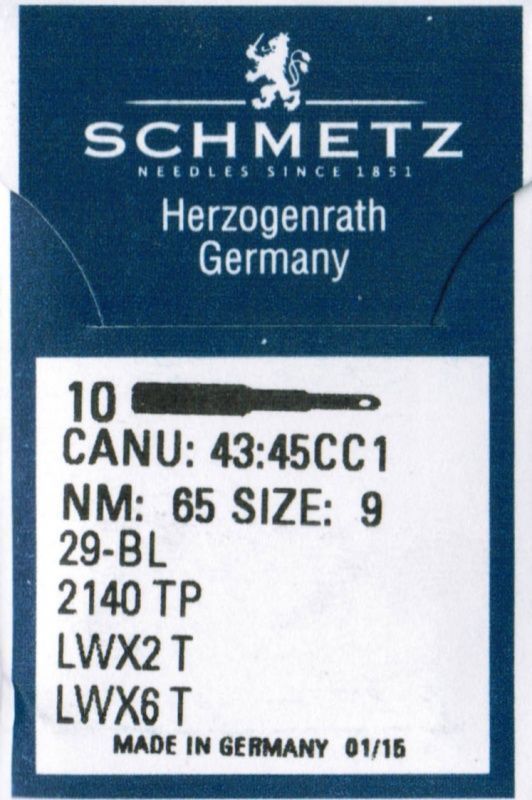 LWx6T Иглы для подшивочных машин Schmetz №65 10 шт