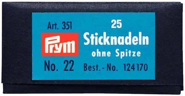 Иглы для вышивания без заостренного конца (сталь) 22 серебр.цв. 0, 90 x 40 мм PRYM 124170