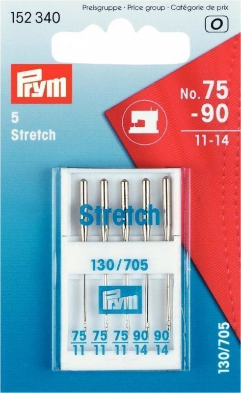 Иглы для швейных машин с плоской колбой №75-90 СТРЕЙЧ (5 шт) PRYM 152340