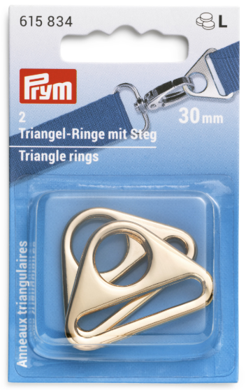 Треугольные кольца 30мм, сплав цинка, светлого золота, 2шт в упаковке PRYM 615834